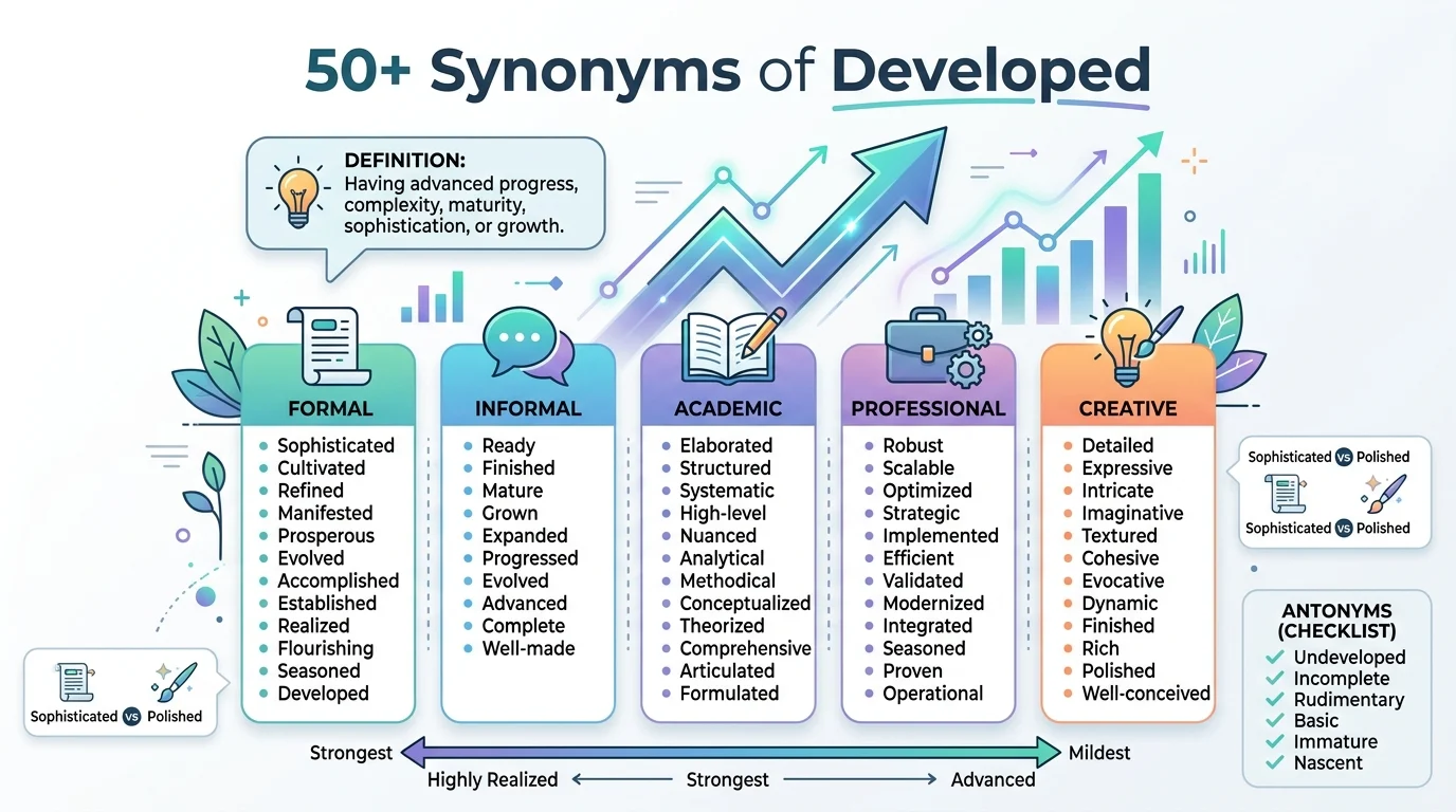 synonyms of developed