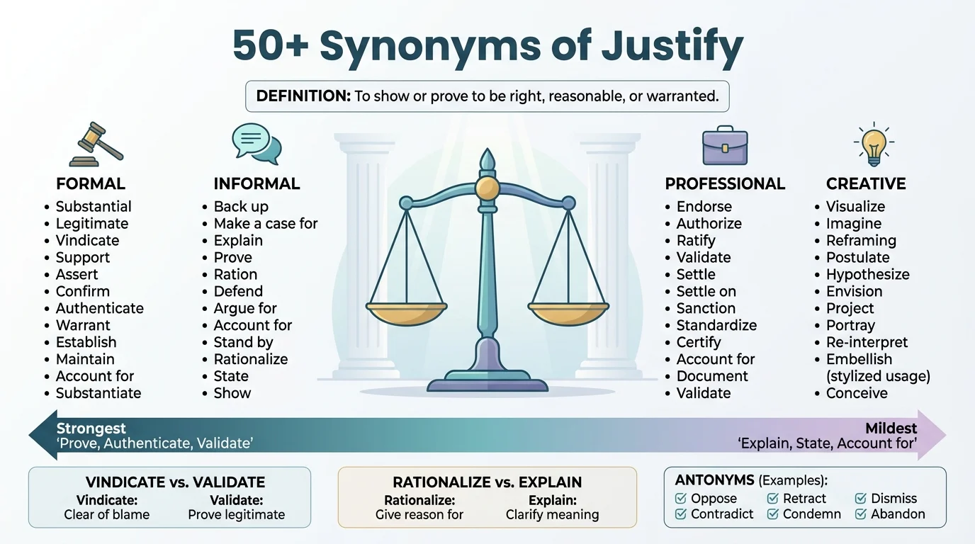 synonyms of justify